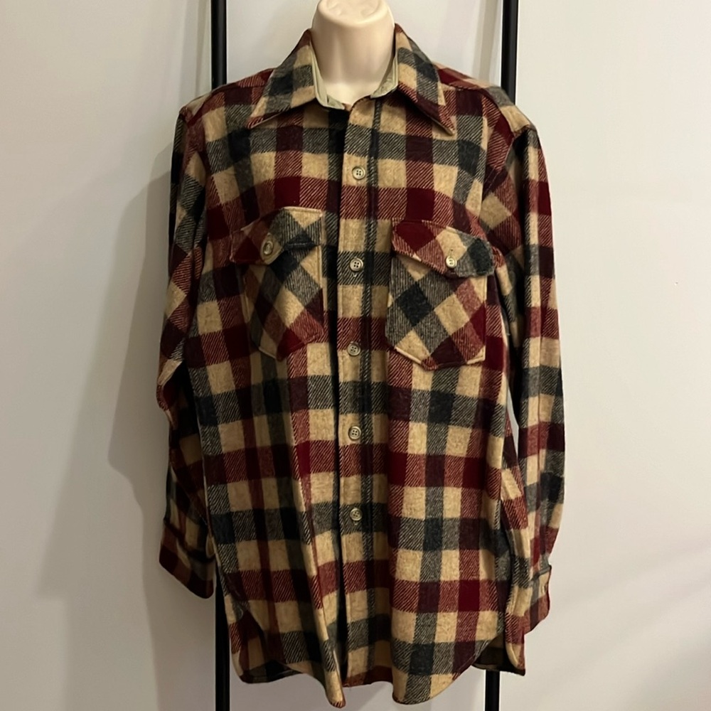Woolrich Vintage 80s Wool Shacket Plaid Men M Button Down Workwear Jacket